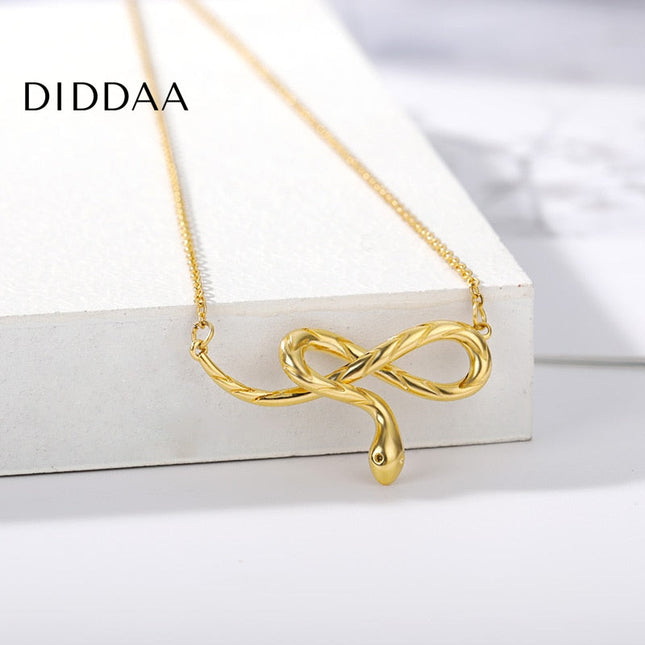 Serpent Pendant Necklace | Gold Infinity Snake Symbol Chain - Necklaces