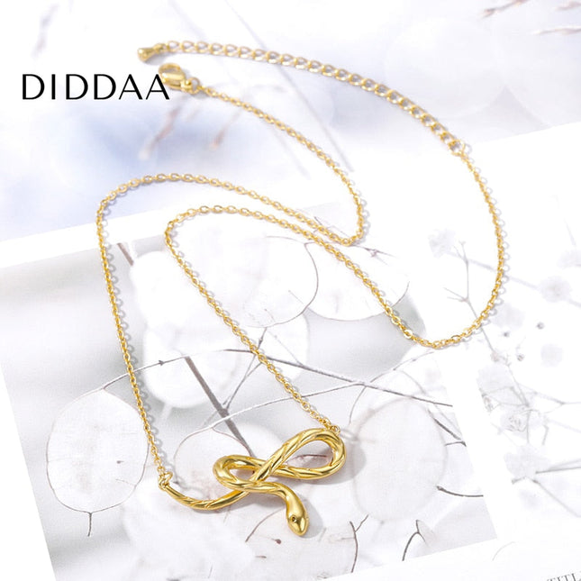 Serpent Pendant Necklace | Gold Infinity Snake Symbol Chain - Necklaces
