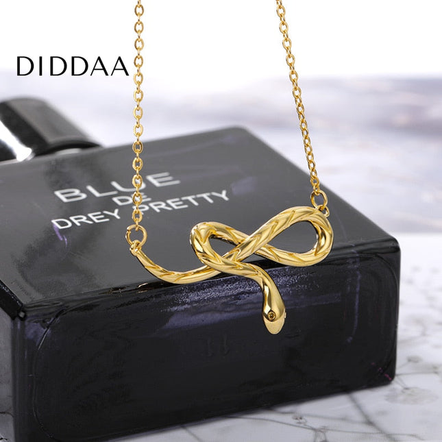 Serpent Pendant Necklace | Gold Infinity Snake Symbol Chain - Necklaces