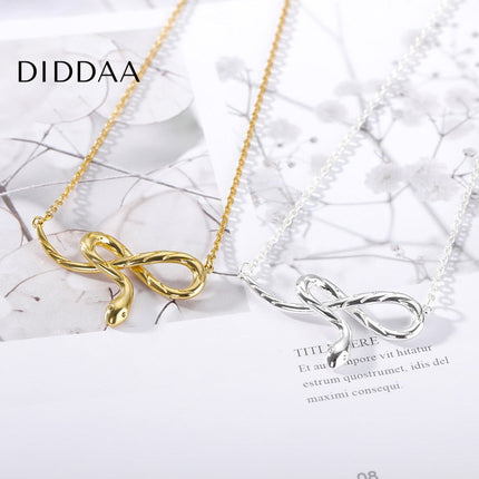 Serpent Pendant Necklace | Gold Infinity Snake Symbol Chain - Silver - Necklaces