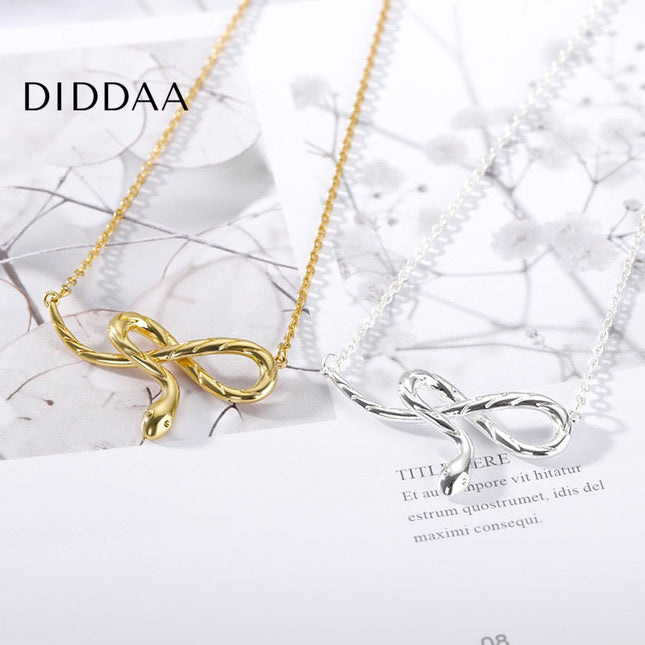Serpent Pendant Necklace | Gold Infinity Snake Symbol Chain - Silver - Necklaces