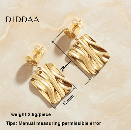 Susa Earrings | Gold Shimmering Square Luxury Drop Earrings - Gold - Earrings