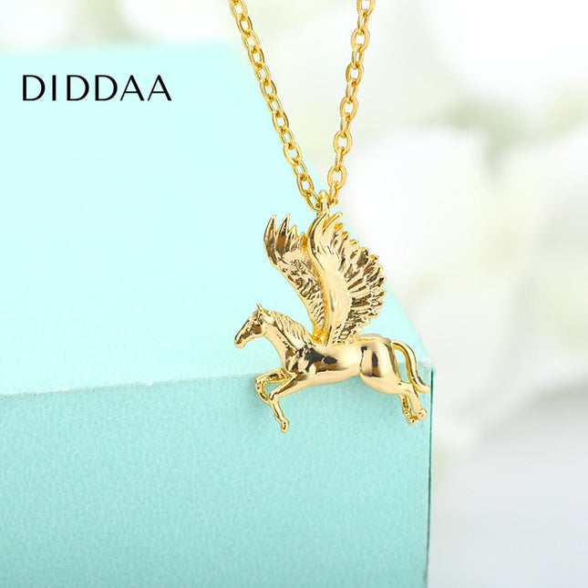 Pegasus Pendant Necklace | Gold Pegasus Animal Chain - Necklaces