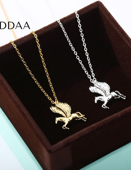 Pegasus Pendant Necklace | Gold Pegasus Animal Chain - Silver - Necklaces