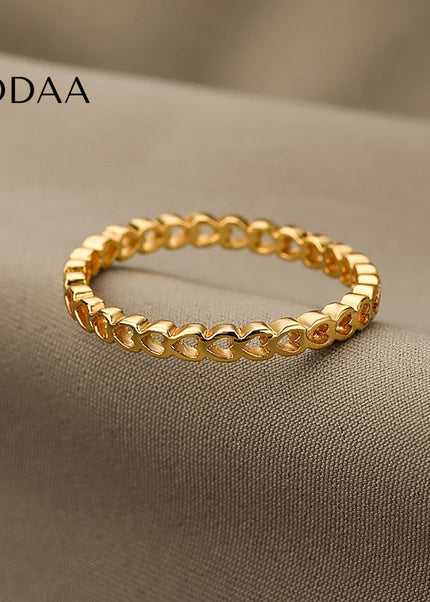 Hollow Ring | Gold Small Heart Fine Ring - Rings