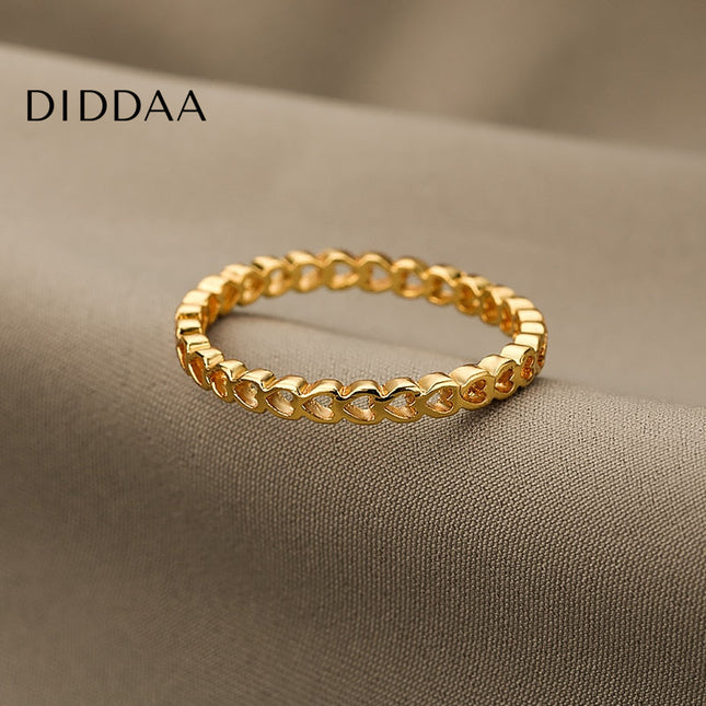 Hollow Ring | Gold Small Heart Fine Ring - Rings