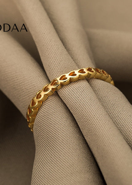 Hollow Ring | Gold Small Heart Fine Ring - Rings