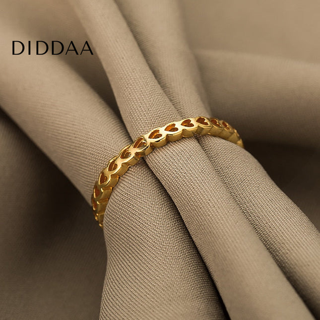 Hollow Ring | Gold Small Heart Fine Ring - Rings