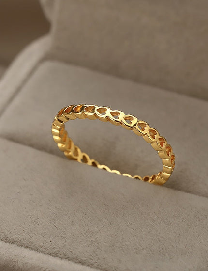 Hollow Ring | Gold Small Heart Fine Ring - 7 / Gold - Rings