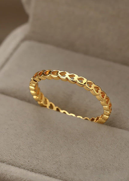 Hollow Ring | Gold Small Heart Fine Ring - 7 / Gold - Rings
