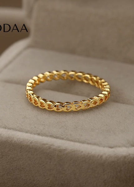 Hollow Ring | Gold Small Heart Fine Ring - Rings