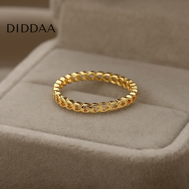 Hollow Ring | Gold Small Heart Fine Ring - Rings