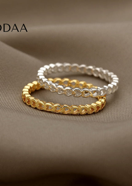 Hollow Ring | Gold Small Heart Fine Ring - 7 / Silver - Rings