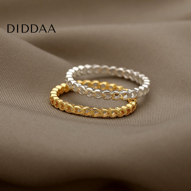 Hollow Ring | Gold Small Heart Fine Ring - 7 / Silver - Rings