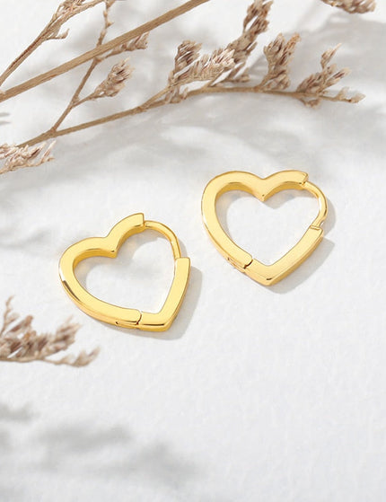 Azure Earrings | Gold Hollow Heart Cute Hoop Earrings - Gold - Earrings