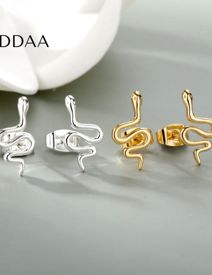 Slithren Earrings | Gold Snake Animal Stud Earrings - Silver - Earrings