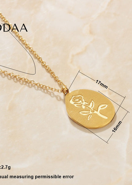 Clemence Necklace | Gold Flower Circle Pendant - Gold - Necklaces