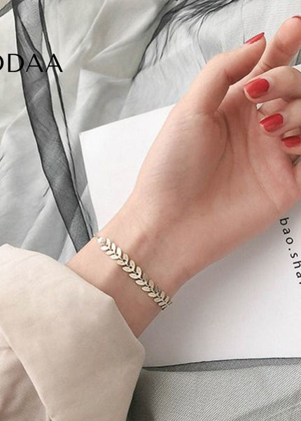 Crescent Bracelet | Gold White Pearl Slim Chain Link - Gold - Bracelets