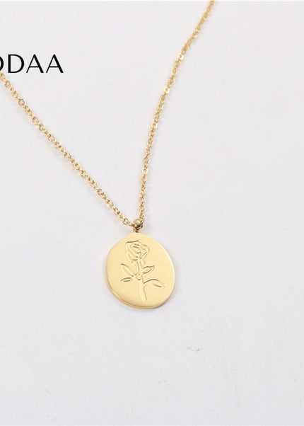 Clemence Necklace | Gold Flower Circle Pendant - Gold - Necklaces