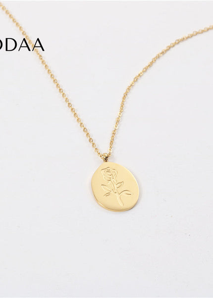 Clemence Necklace | Gold Flower Circle Pendant - Gold - Necklaces