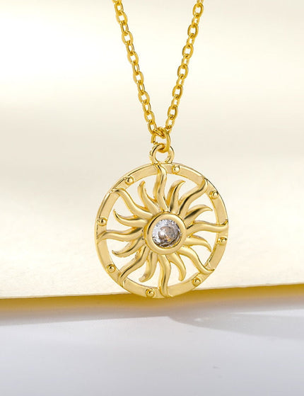 Nombre Pendant Necklace | Gold Shimmering Sun Zirconia Chain - Gold - Necklaces
