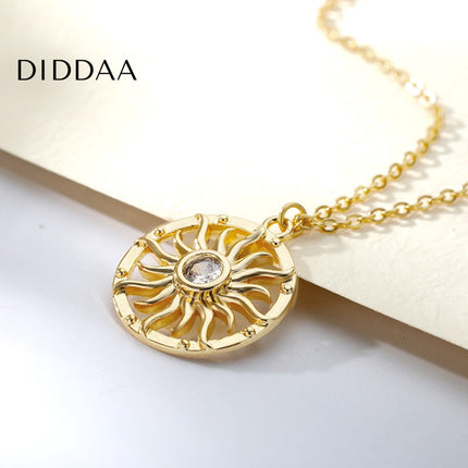 Nombre Pendant Necklace | Gold Shimmering Sun Zirconia Chain - Necklaces
