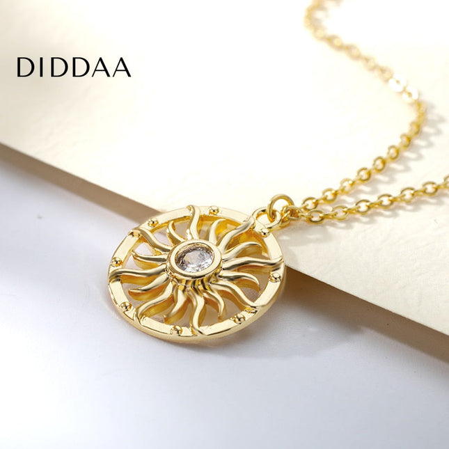 Nombre Pendant Necklace | Gold Shimmering Sun Zirconia Chain - Necklaces