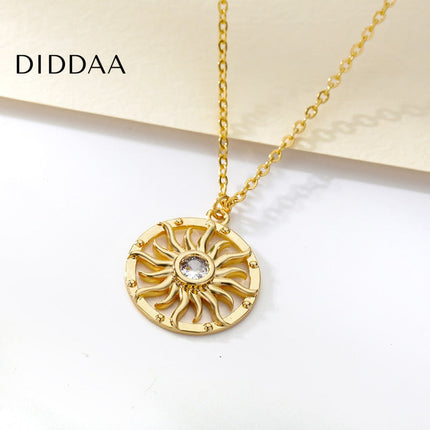 Nombre Pendant Necklace | Gold Shimmering Sun Zirconia Chain - Necklaces