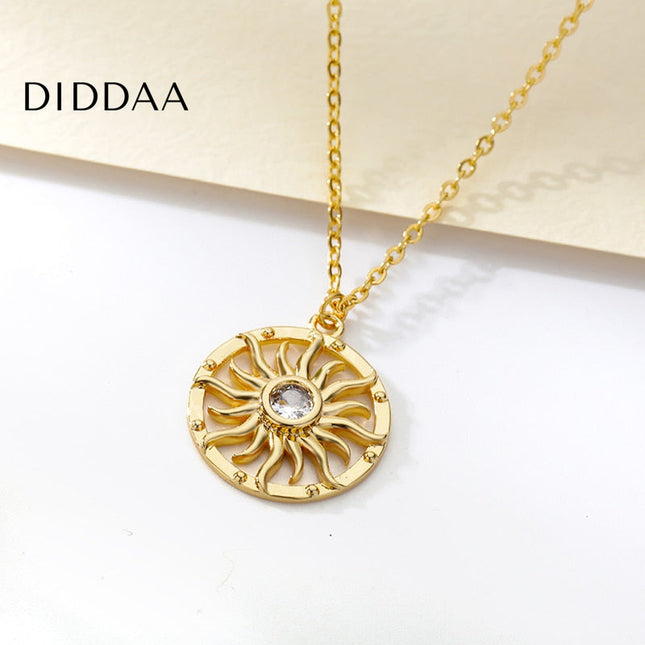 Nombre Pendant Necklace | Gold Shimmering Sun Zirconia Chain - Necklaces