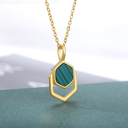 Charm Pendant Necklace | Gold Green Chain - Gold - Necklaces