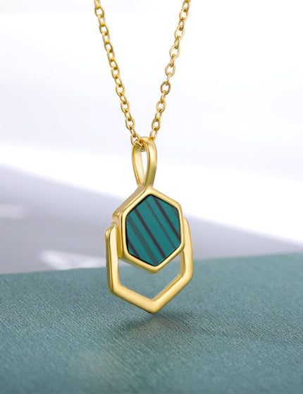 Charm Pendant Necklace | Gold Green Chain - Gold - Necklaces