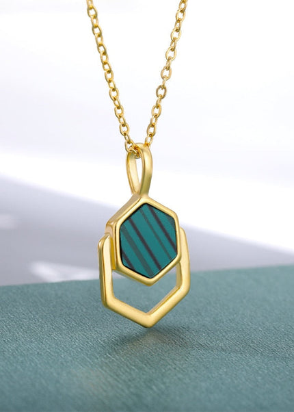 Charm Pendant Necklace | Gold Green Chain - Gold - Necklaces