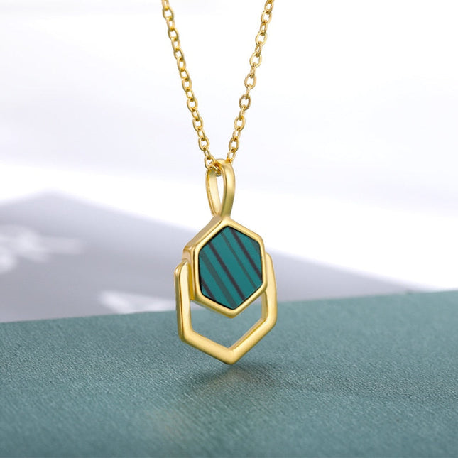 Charm Pendant Necklace | Gold Green Chain - Gold - Necklaces