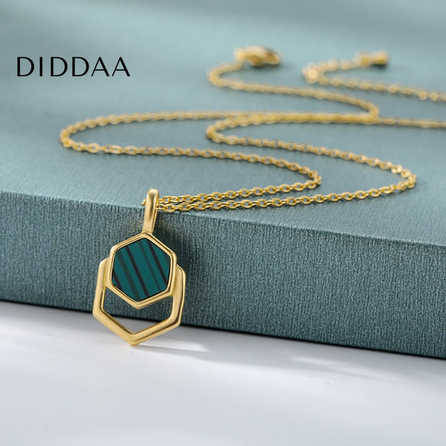Charm Pendant Necklace | Gold Green Chain - Necklaces