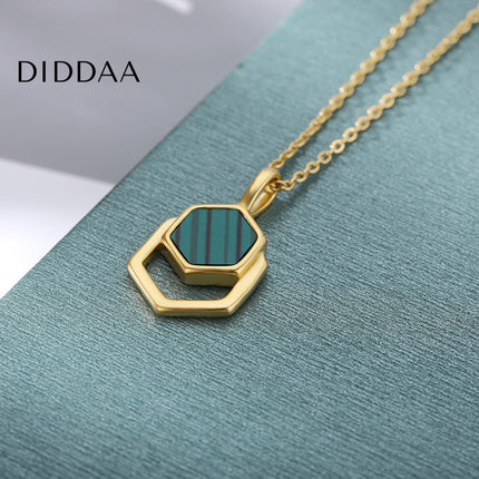 Charm Pendant Necklace | Gold Green Chain - Necklaces