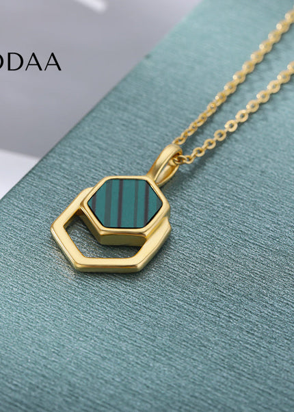 Charm Pendant Necklace | Gold Green Chain - Necklaces