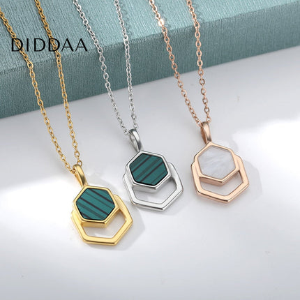 Charm Pendant Necklace | Gold Green Chain - Silver - Necklaces