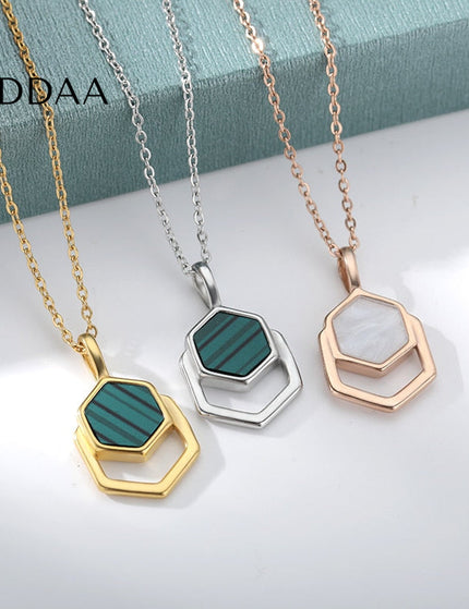 Charm Pendant Necklace | Gold Green Chain - Silver - Necklaces