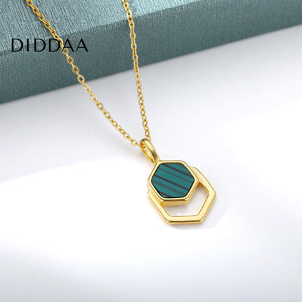 Charm Pendant Necklace | Gold Green Chain - Necklaces