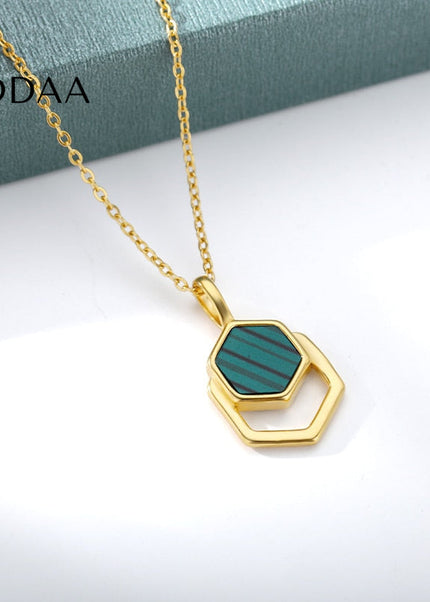 Charm Pendant Necklace | Gold Green Chain - Necklaces