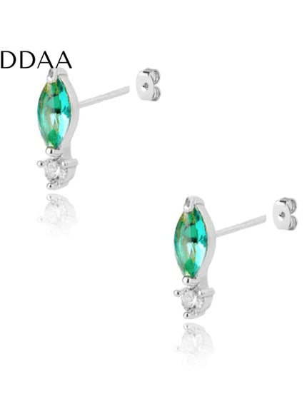 Suffait Earrings | Gold Emerald Zirconia Cute Stud Earrings - Silver - Earrings