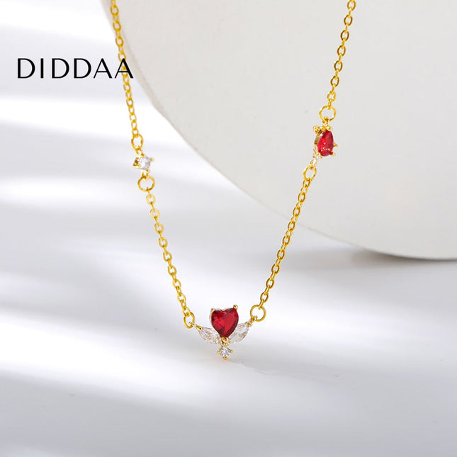 Loving Necklace | Gold Red Stone Zirconia Minimal Chain - Necklaces
