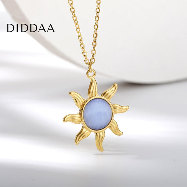 Bout Pendant Necklace | Gold Silver Rose Blue Opal Sun Chain - Necklaces