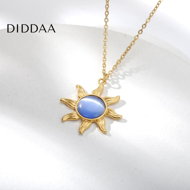 Bout Pendant Necklace | Gold Silver Rose Blue Opal Sun Chain - Necklaces