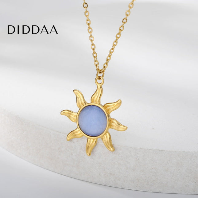 Bout Pendant Necklace | Gold Silver Rose Blue Opal Sun Chain - Necklaces