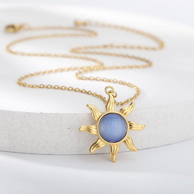 Bout Pendant Necklace | Gold Silver Rose Blue Opal Sun Chain - Gold - Necklaces