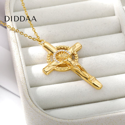 Luminaire Pendant Necklace | Gold Large Cross Luxury Chain - Necklaces