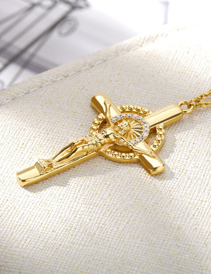 Luminaire Pendant Necklace | Gold Large Cross Luxury Chain - Gold - Necklaces