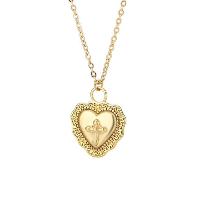 Lumiere Pendant Necklace | Gold Cross Heart Chain