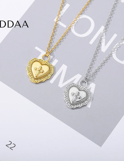 Lumiere Pendant Necklace | Gold Cross Heart Chain - Silver - Necklaces